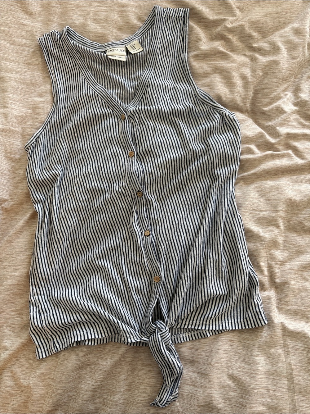 Rachel Zoe linen blue and white striped tank